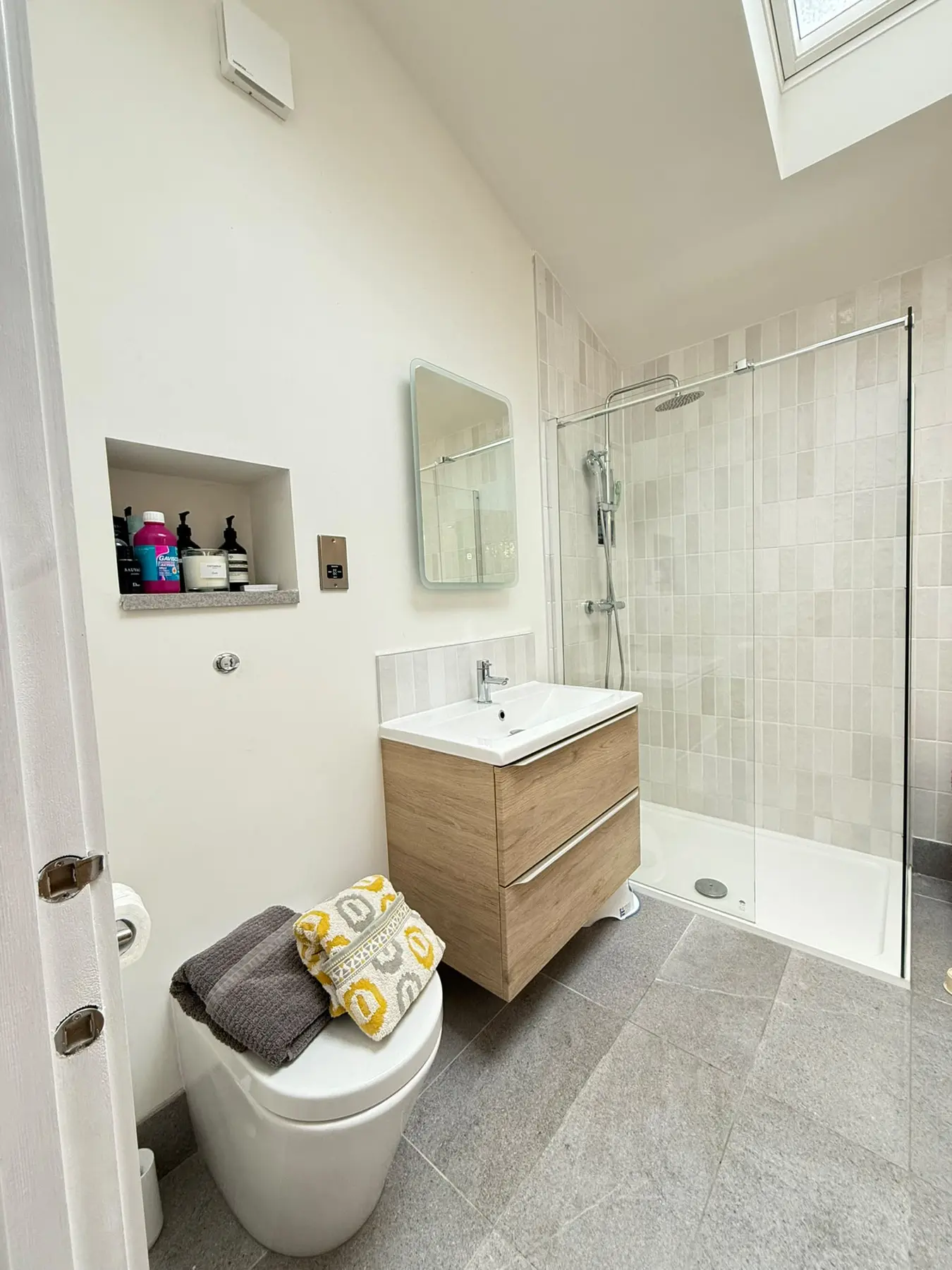 Clean bathroom viewed from the doorway