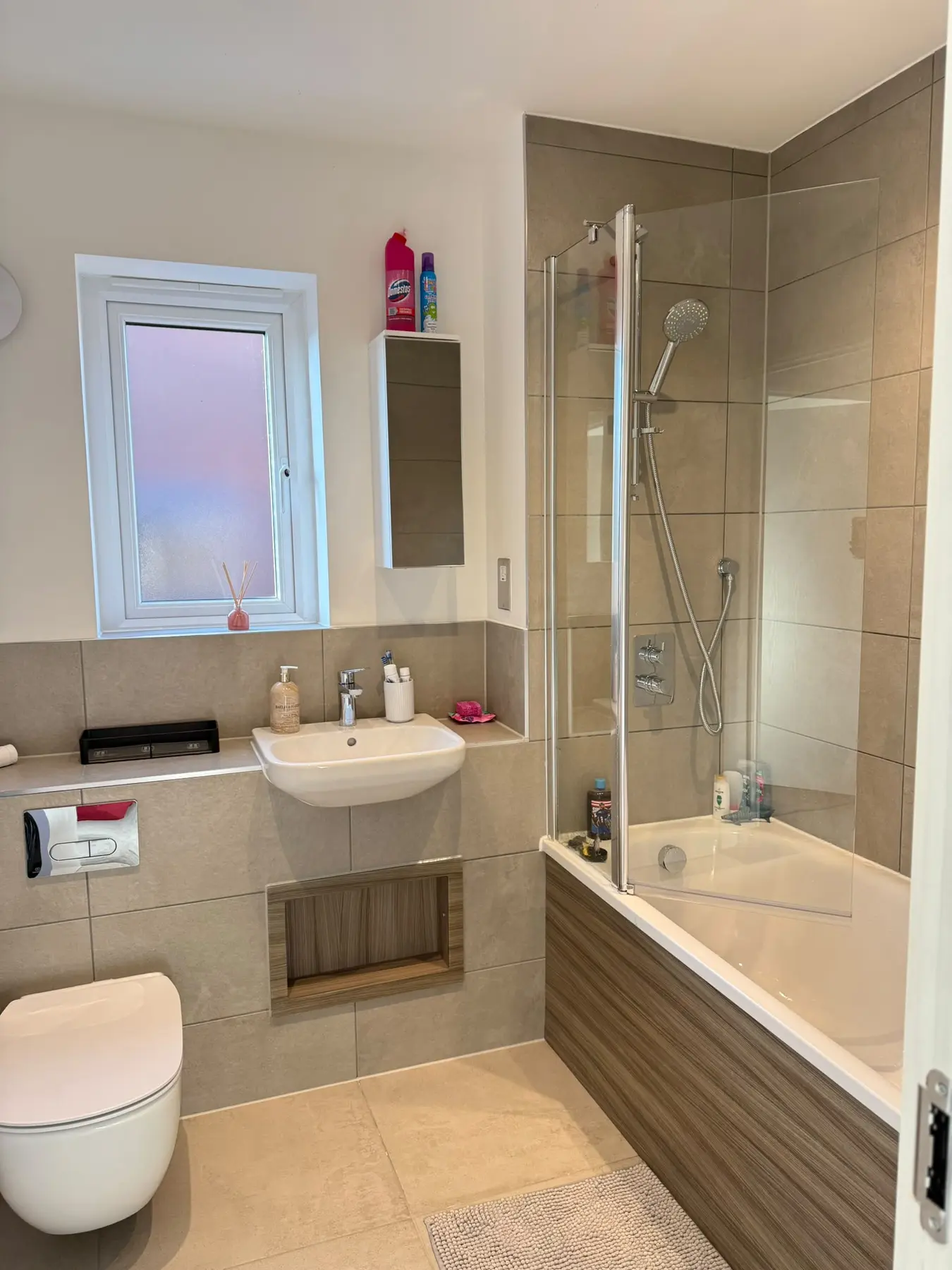 Bathroom cleaned around the bath and shower